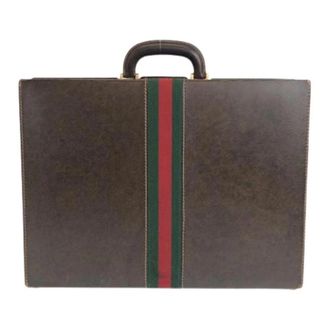 Gucci Pre-owned Vintage Leren Aktetas - Heren - Vintage Handtas - Bruin - ONE Size - Leer - Vintage