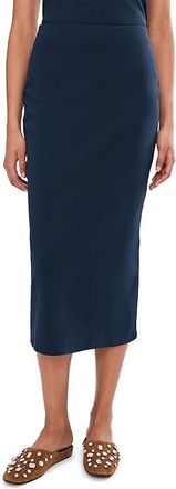 Vince Camuto Pull-On Midi Skirt Womens Skirt Classic Navy : LG, Cotton/Spandex