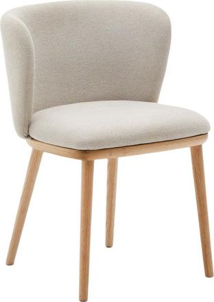 K Home Design Esszimmerstuhl Cesilia - Chenille Beige/Eschenholz
