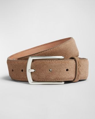 Ermenegildo Zegna Mens Triple Stitch Leather Belt