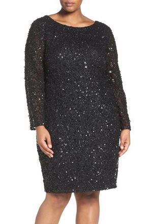 Adrianna Papell Embellished Scoop Back Cocktail Dress in Black at Nordstrom, Size 20W
