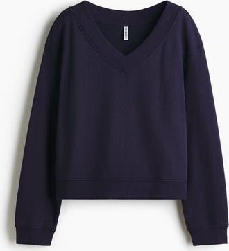 H&M V-neck Sweatshirt in Navy Blue at Nordstrom, Size Xx-Large