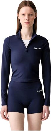 Sporty & Rich Tops, Dames, Blauw, M, Signature Logo Longsleeve