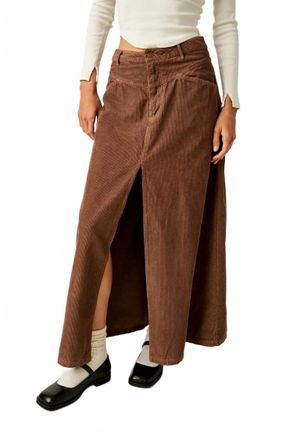 Free People Movement Come As You Are Corduroy Skirt In Chocolate