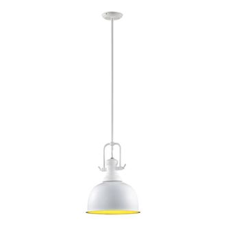 Netlighting Laredo Industrial Retro 1 Light Dome Pendant Ceiling Light E27 in White
