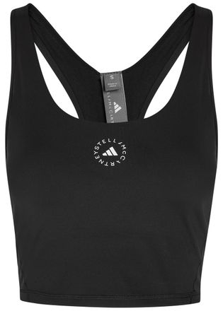 Stella McCartney Adidas X Stella Mccartney Logo-print Stretch-jersey Running Crop top - Black - XS (UK6 / XS)