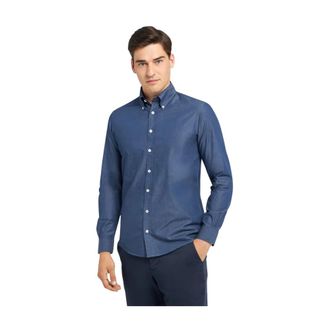Brooks Brothers Slim Fit Denim Twill Button Down Overhemd - Heren - Casual Overhemden - Blauw - S - Denim - Overhemden