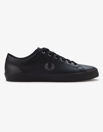 Fred Perry Mens Fred Perry Baseline Leather Mens Black Trainers - Size: 10