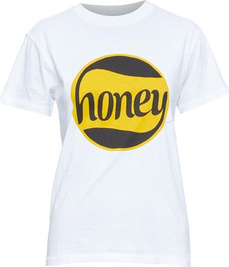 Ganni Ganni Honey logo cotton bee embroidered tshirt