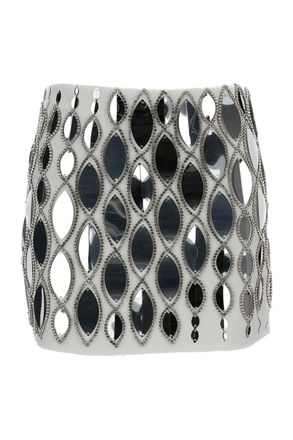 Des_Phemmes Crystal-Embellished White Miniskirt with Zip Closure