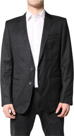 Dolce & Gabbana Blazers, male, Black, L, Slim Fit Virgin Wool Blazer