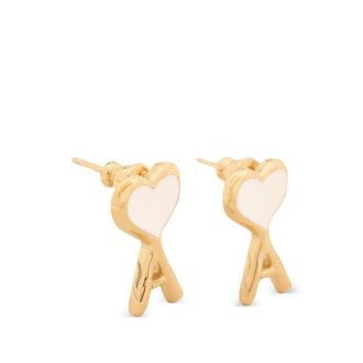 Ami Brass Earrings With Hammered Ami De Coeur