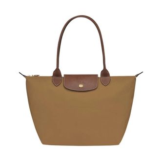 Longchamp Shopping Bags, female, Beige, ONE SIZE, Camoscio Gold-tone Leather Bag