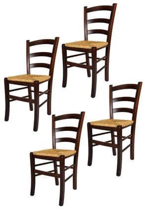 Tommychairs Tommychairs 4 Sillas Venezia En Haya Nuez Y Asiento De Paja
