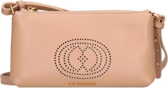 La Carrie Tassen, Dames, Beige, ONE Size, Leer, Lederen Tas met Perforaties