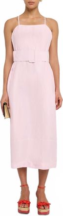 Rosie Assoulin Artichoke Sleeveless Belted Midi Dress In Blush