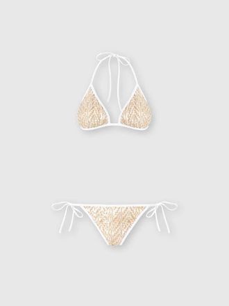 Missoni Bikini In Lam&eacute; Viscose With Lace Motif And Sequins in Gold& White at Nordstrom, Size 38 It