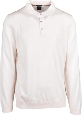 HUGO BOSS Gebreide Polo - Heren - Polos - Beige - L - Wol - Tops