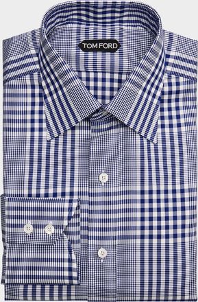 Tom Ford Mens Exploded Check Cotton Sport Shirt
