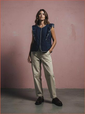 Nooki Design Womens Aster Padded Frill Gilet - Dark Navy - Size: 10/8