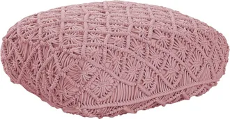 Beliani Puf macramé algodón rosa 50 cm 50 cm 20 cm