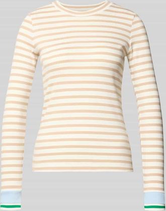 Marc Cain Slim Fit Longsleeve mit Rundhalsausschnitt in Sand, Gr&ouml;&szlig;e 34