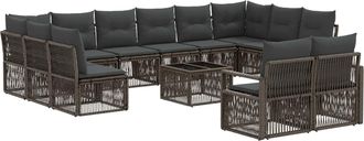 vidaXL Conjunto De Sof&aacute;s De Jard&iacute;n 13 Uds. Gris Rat&aacute;n Sint&eacute;tico Vidaxl