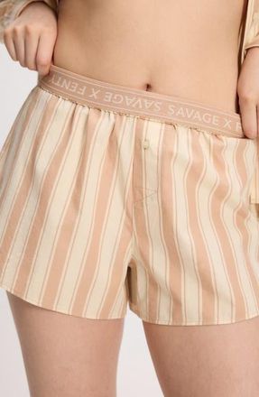 Savage x Fenty Kickback Casuals Pajama Boxers in Lowlit Beige/Sienna at Nordstrom, Size X-Small