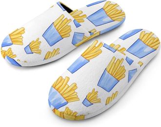 Generic French Fries Blue Box Mens House Slippers Slip Indoor Slipper On Shoes Warm Outdoor