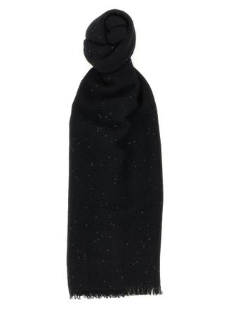 Brunello Cucinelli Black Diamante Embellished Scarf