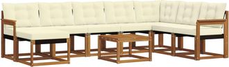 vidaXL Conjunto De Sof&aacute;s De Exterior 9 Uds. Natural Y Crema Vidaxl