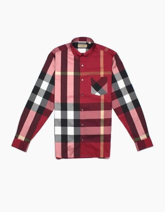 Burberry Mens Burberry Check Shirt Parade Red - Size: 44/Regular