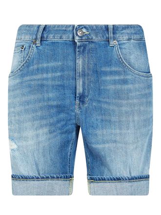Dondup Medium Blue Faded Cuffed Denim Bermuda Shorts