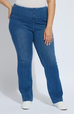 Lyss&eacute; ntials Pull-On Baby Bootcut Pants in Mid Wash at Nordstrom, Size 1X