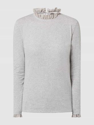 Rich & Royal Longsleeve mit Schlüsselloch-Ausschnitt in Hellgrau, Größe M