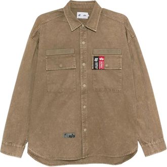 Izzue logo-patched shirt - Brown