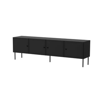 Dmora Mueble De Tv Piode, Aparador De Sal&oacute;n Con Cuatro Puertas Batientes, Elevado, 201x40 H60 Cm, Negro