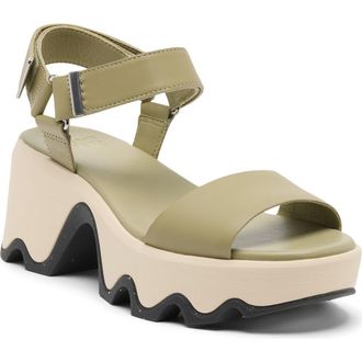 Sorel Kinetic Aura Ankle Strap Platform Sandal in Dusty Twill/Gum 18 at Nordstrom, Size 10.5