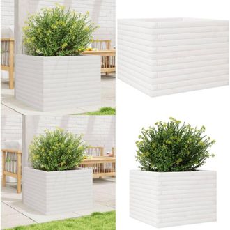 vidaXL Fioriera da Giardino Bianca 60x60x45,5cm Legno Massello di Pino - Fioriera in legno - Fioriera in pino