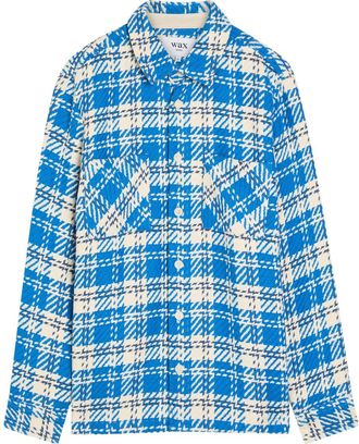 Wax London Whiting Checked Cotton Overshirt - Blue - XL