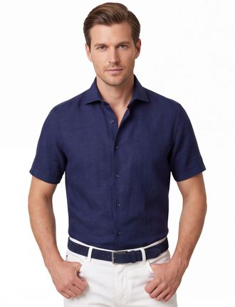 Eterna Overhemd Eterna Modern fit donkerblauw korte mouw