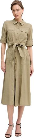 DKNY Maxi Shirt Dress - Dames - Shirt Kleedjes - Groen - XS - Polyester - Kleedjes