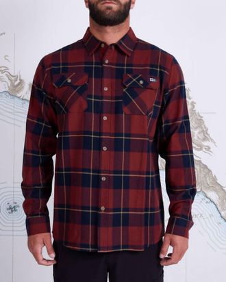 Salty Crew First Light Flannel Shirt In Navy