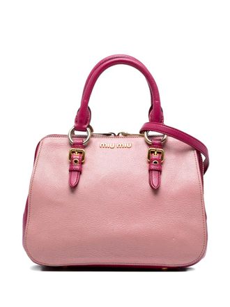 Miu Miu 2000-2025 Bicolor Goatskin Madras Bowler Bag satchel - Pink