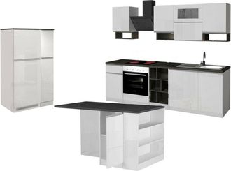 Dmora Dmora - Cocina completa Bastien, Conjunto de cocina modular, Cocina modular con múltiples elementos, 100% Made in Italy, Blanco brillo y pizarra