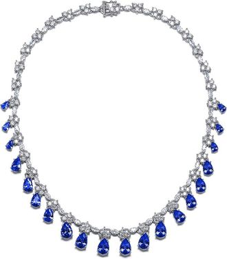 Genevive Silver Cz Drop Necklace