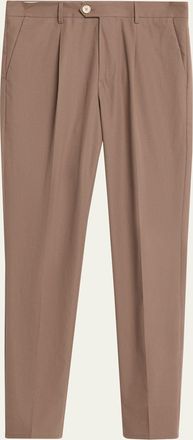 Brunello Cucinelli Mens Cotton Classic-Fit Pleated Pants