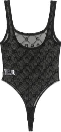 Marine Serre Body con monogramma floccato - Nero
