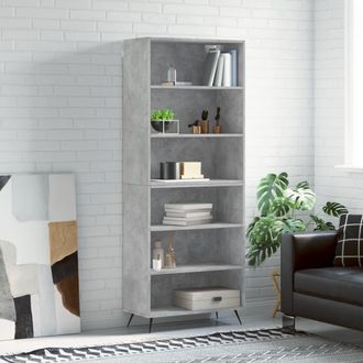 vidaXL Aparador Alto Madera Ingenier&iacute;a Gris Hormig&oacute;n 69,5x32,5x180 Cm Vidaxl