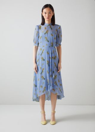 L.k. Bennett Womens Thalia Dresses, Multi - Blue - Size 12 UK